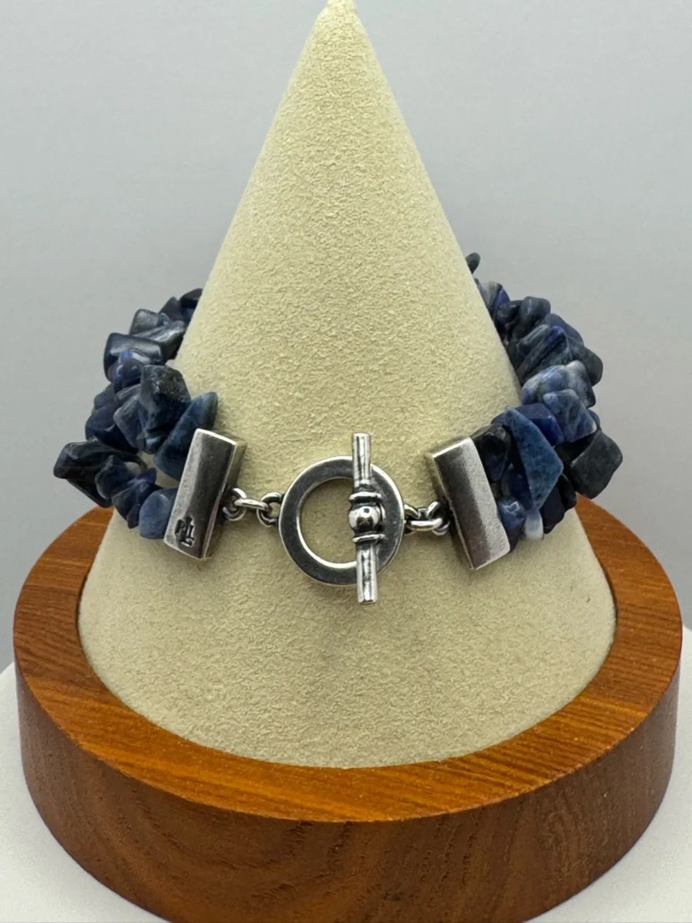 Ralph Lauren Blue Sodalite Chip Bead Bracelet with Silver Toggle